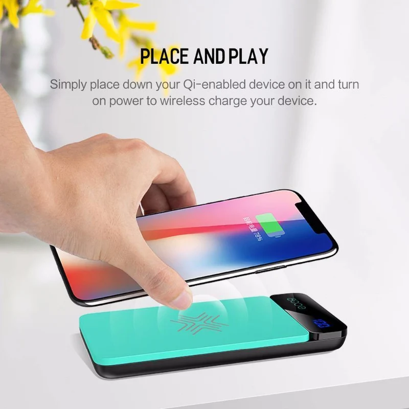ROCK QI Wireless Ladegerät Power Bank 5V 2A 5W Externer Akku mit Digitalanzeige Powerbank für iPhone X 8 Samsung S8 Hinweis 8