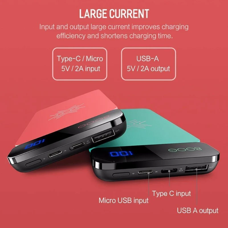 ROCK QI Wireless Ladegerät Power Bank 5V 2A 5W Externer Akku mit Digitalanzeige Powerbank für iPhone X 8 Samsung S8 Hinweis 8