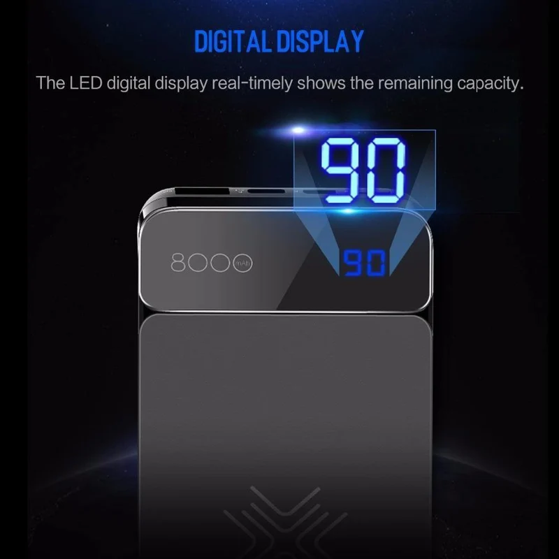 ROCK QI Wireless Ladegerät Power Bank 5V 2A 5W Externer Akku mit Digitalanzeige Powerbank für iPhone X 8 Samsung S8 Hinweis 8