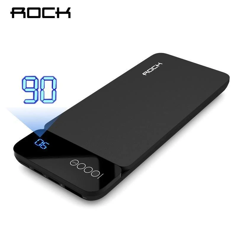ROCK Power Bank 10000 mAh mit Digitalanzeige Tragbarer externer Akku Typ C 5V 3A Powerbank für iPhone X Samsung Xiaomi