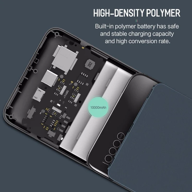 ROCK Power Bank 10000 mAh mit Digitalanzeige Tragbarer externer Akku Typ C 5V 3A Powerbank für iPhone X Samsung Xiaomi