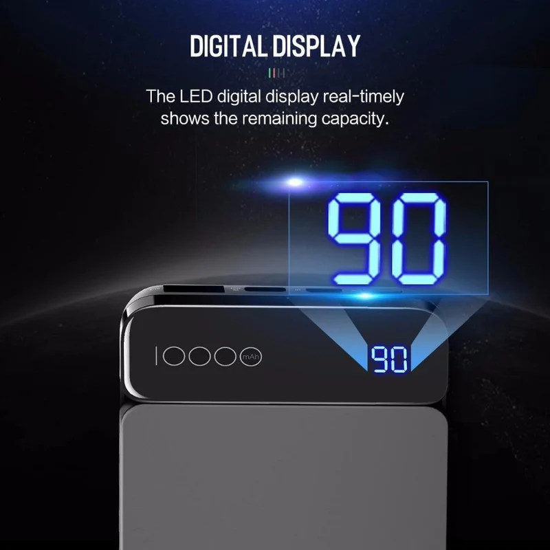 ROCK Power Bank 10000 mAh mit Digitalanzeige Tragbarer externer Akku Typ C 5V 3A Powerbank für iPhone X Samsung Xiaomi