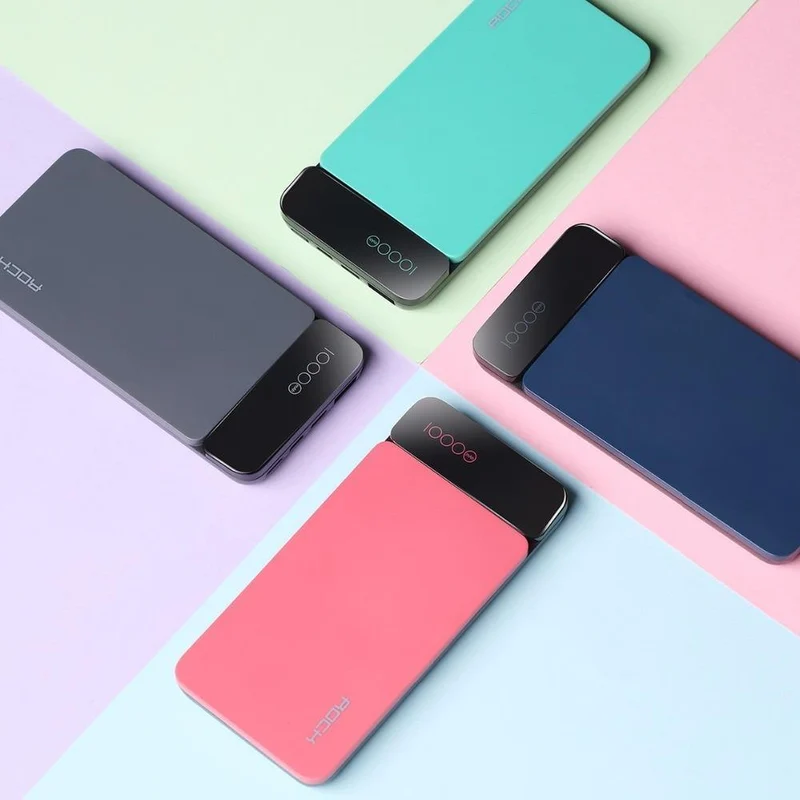 ROCK 10000mAh Power Bank für Xiaomi Portable Externes Ladegerät Typ C Schnellladegerät Powerbank mit Digitalanzeige