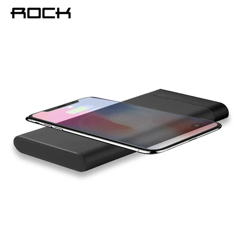 ROCK Power Bank 10000 mAh QI Wireless Charger Tragbarer externer Akku Eingebaute Powerbank für iPhone X 8 Samsung S8 S9 Plus