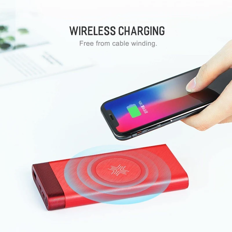ROCK Power Bank 10000 mAh QI Wireless Charger Tragbarer externer Akku Eingebaute Powerbank für iPhone X 8 Samsung S8 S9 Plus