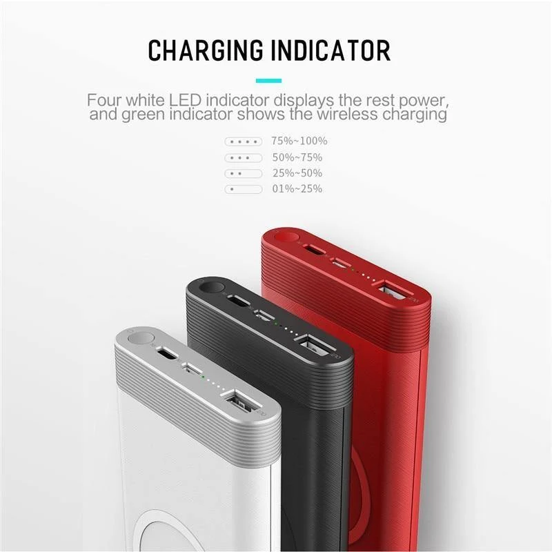 ROCK Power Bank 10000 mAh QI Wireless Charger Tragbarer externer Akku Eingebaute Powerbank für iPhone X 8 Samsung S8 S9 Plus