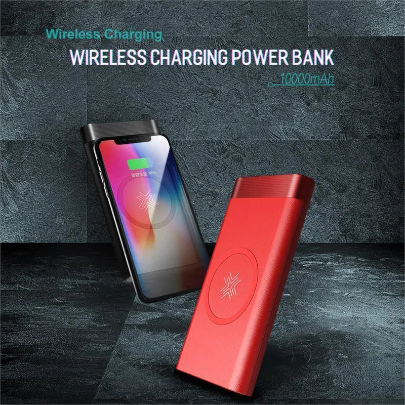 ROCK Power Bank 10000 mAh QI Wireless Charger Tragbarer externer Akku Eingebaute Powerbank für iPhone X 8 Samsung S8 S9 Plus