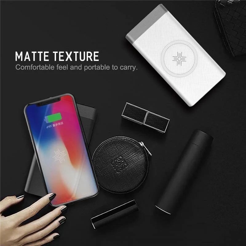ROCK Power Bank 10000 mAh QI Wireless Charger Tragbarer externer Akku Eingebaute Powerbank für iPhone X 8 Samsung S8 S9 Plus
