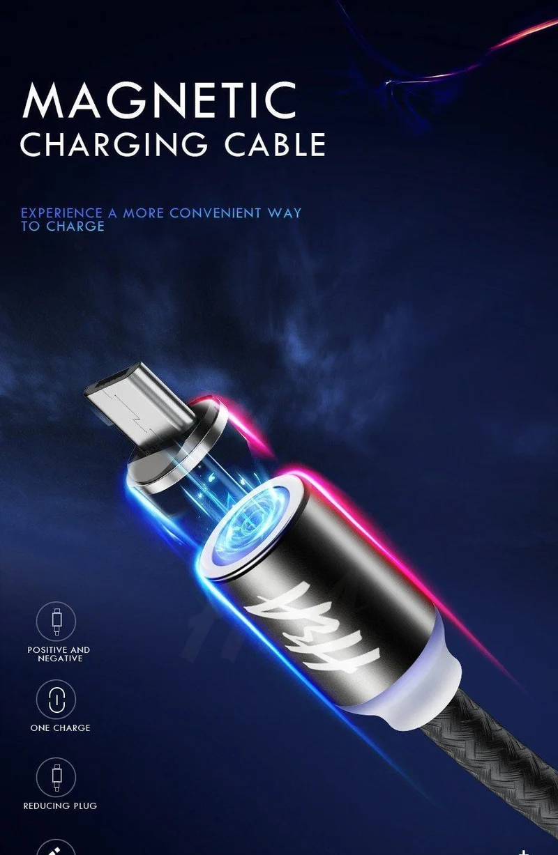 H&A Magnetisches USB-Kabel, schnelles Micro-USB-Kabel, magnetisches Typ-C-Ladedatenkabel, für Samsung, Xiaomi, Huawei, Handy, USB-Kabel