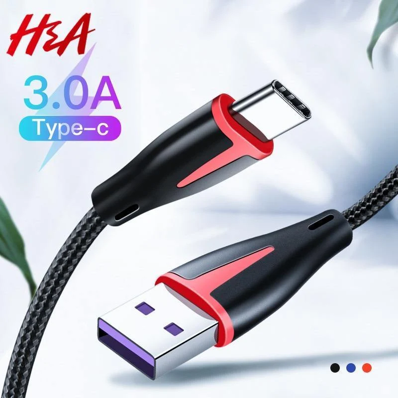 H&A USB-Kabel Typ C, 3A, Schnellladekabel Typ C, USB-Ladekabel für Samsung S9 S8 Plus, Huawei Honor 10 9 Lite, Tablet-Telefon Typ C