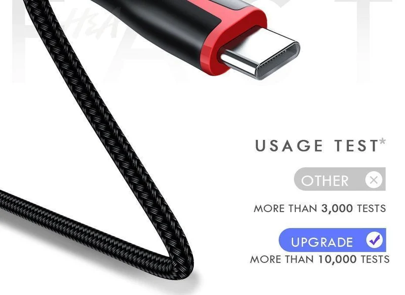 H&A USB-Kabel Typ C, 3A, Schnellladekabel Typ C, USB-Ladekabel für Samsung S9 S8 Plus, Huawei Honor 10 9 Lite, Tablet-Telefon Typ C