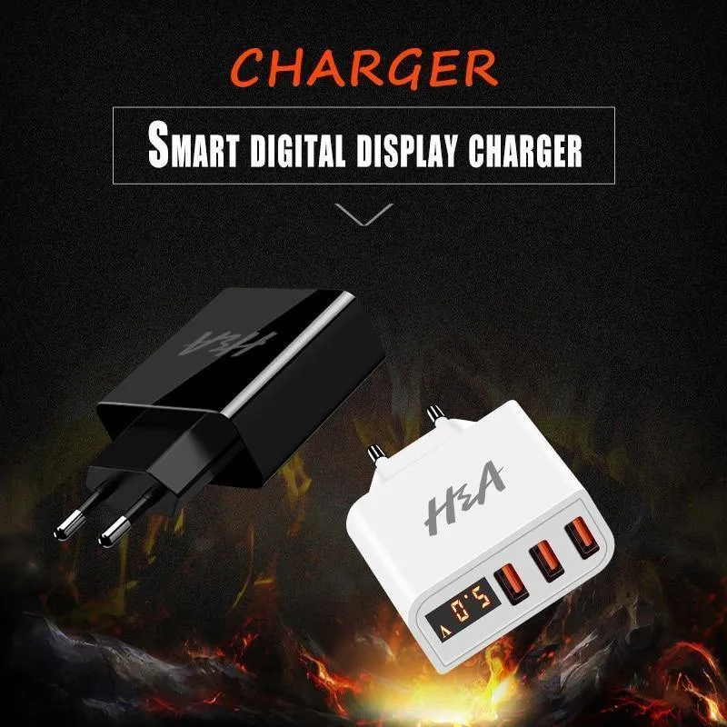 H&A Universal USB Ladegerät LED Display Handy Ladegerät Stecker Für iPhone Für Samsung 15W 3 - 4 Port Reise EU Smart Ladegeräte