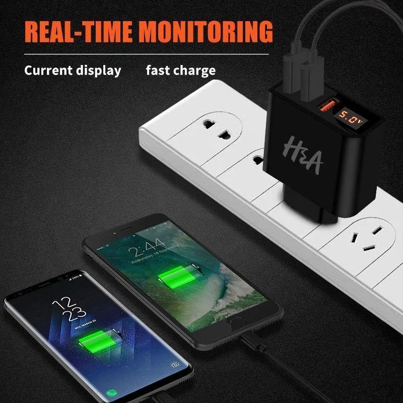 H&A Universal USB Ladegerät LED Display Handy Ladegerät Stecker Für iPhone Für Samsung 15W 3 - 4 Port Reise EU Smart Ladegeräte