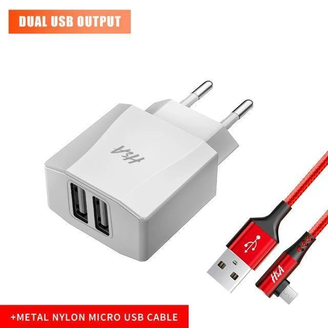 H&A Universal Dual USB Ladegerät für iPhone X XS 7 8 Plus EU Stecker 2 Ports Reise Wand Telefon Lade für Samsung S9 Huawei Charge
