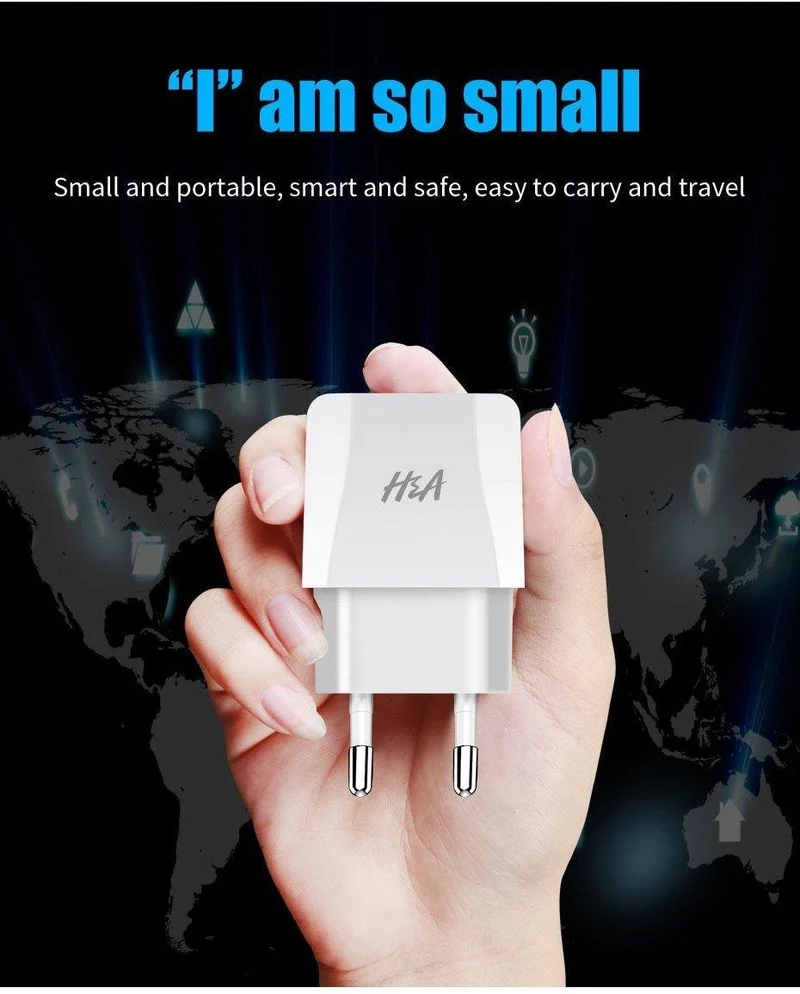 H&A Universal Dual USB Ladegerät für iPhone X XS 7 8 Plus EU Stecker 2 Ports Reise Wand Telefon Lade für Samsung S9 Huawei Charge
