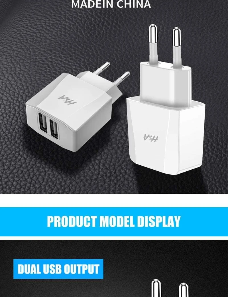 H&A Universal Dual USB Ladegerät für iPhone X XS 7 8 Plus EU Stecker 2 Ports Reise Wand Telefon Lade für Samsung S9 Huawei Charge