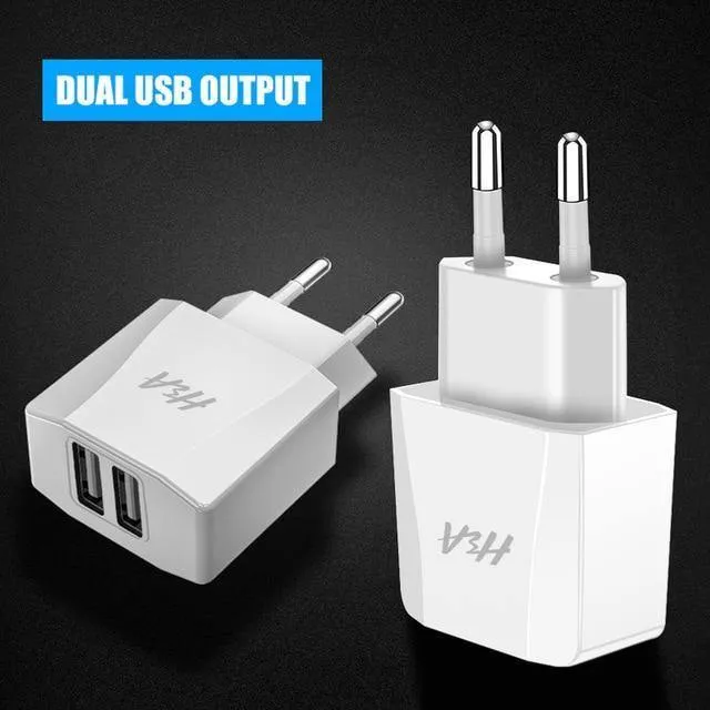 H&A Universal Dual USB Ladegerät für iPhone X XS 7 8 Plus EU Stecker 2 Ports Reise Wand Telefon Lade für Samsung S9 Huawei Charge