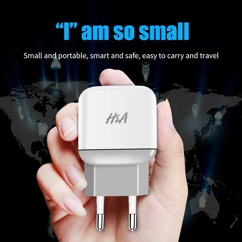 H&A Universal Dual 2 USB EU Ladegerät Stecker Für iPhone Huawei Reise Telefon Ladegerät Für Samsung Xiaomi Wand Tragbare lade Stecker