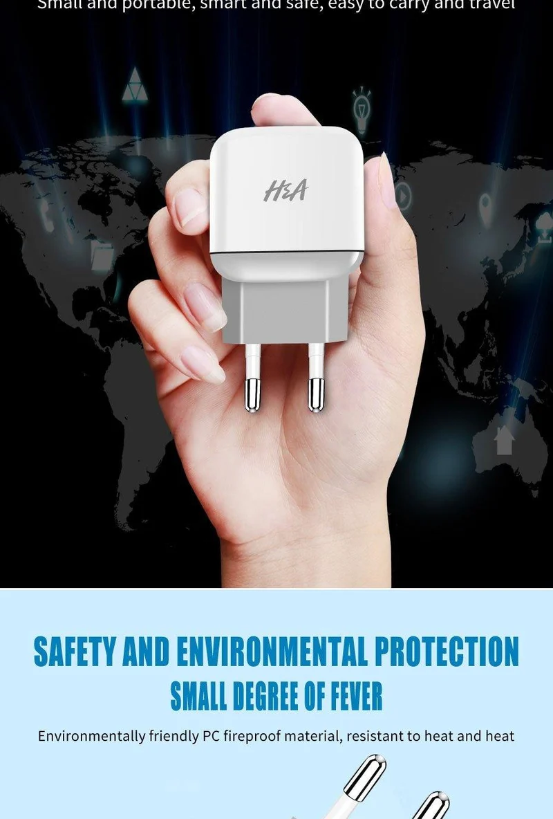 H&A Universal Dual 2 USB EU Ladegerät Stecker Für iPhone Huawei Reise Telefon Ladegerät Für Samsung Xiaomi Wand Tragbare lade Stecker