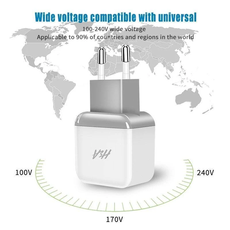 H&A Universal Dual 2 USB EU Ladegerät Stecker Für iPhone Huawei Reise Telefon Ladegerät Für Samsung Xiaomi Wand Tragbare lade Stecker