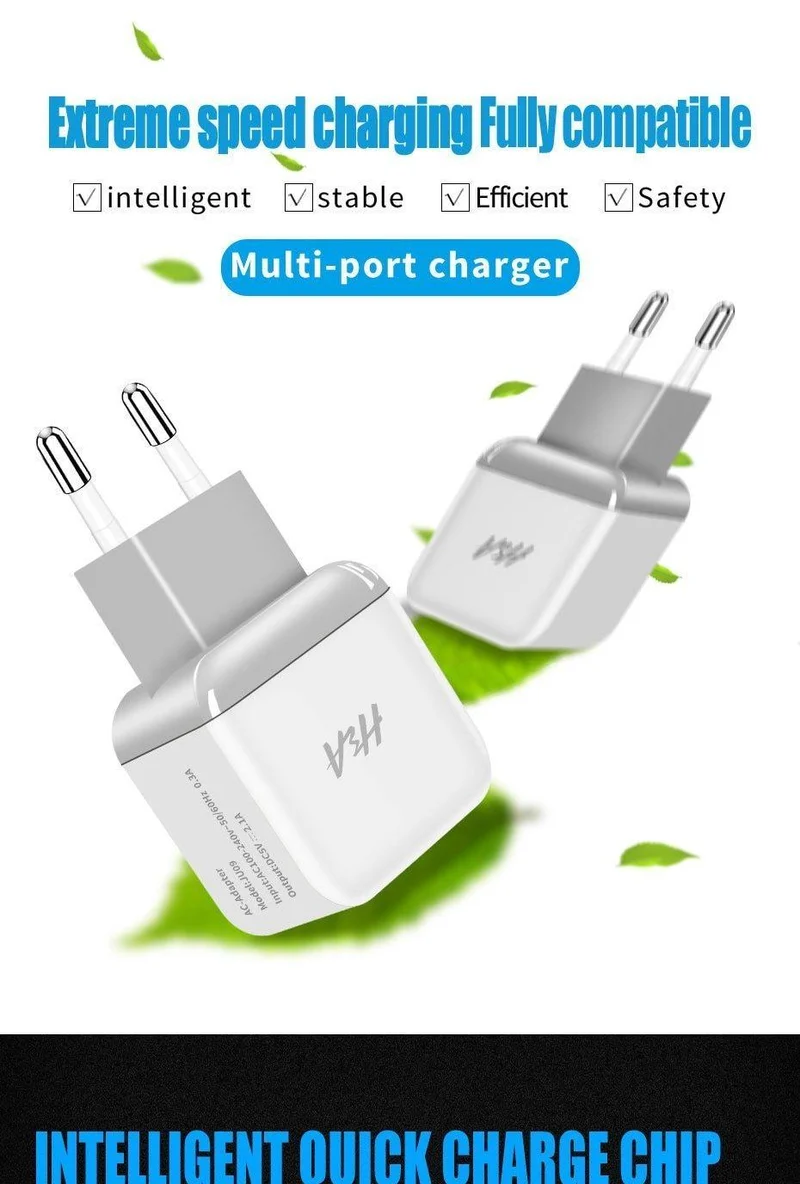 H&A Universal Dual 2 USB EU Ladegerät Stecker Für iPhone Huawei Reise Telefon Ladegerät Für Samsung Xiaomi Wand Tragbare lade Stecker