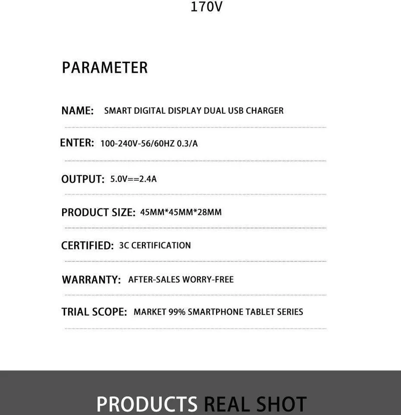 H&A Universal-USB-Ladegerät mit EU-Stecker, 2 Anschlüsse, LED-Anzeige, Telefon-Ladegerät für iPhone, Reise-Wandladegerät, tragbares Smart-Ladegerät für Samsung S9