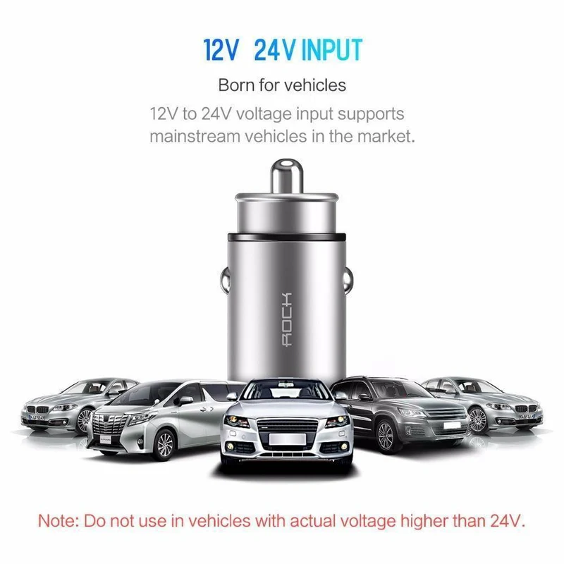 Rock 5V 4.8A Dual USB Autoladegerät für iPhone Samsung Huawei Xiaomi Handy Schnelles Autotelefonladegerät USB Reise-Autoladegerät