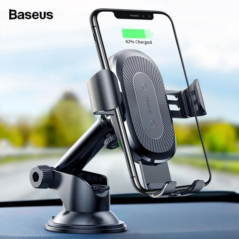 Baseus Kabelloses Autoladegerät für iPhone Xs Max Xr X 8 Samsung Note 9 Qi Kabelloses Ladegerät Schnelles kabelloses Laden Autotelefonhalter
