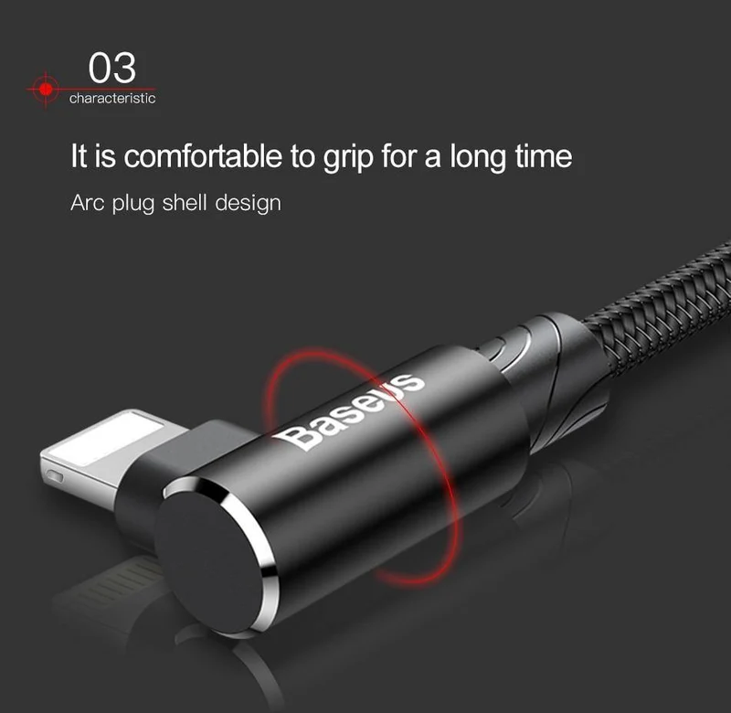 Baseus 90 Grad USB Kabel für iPhone XS Max XR X 8 7 6 6s 5 5S iPad Schnellladegerät Datenkabel Adapter Handykabel