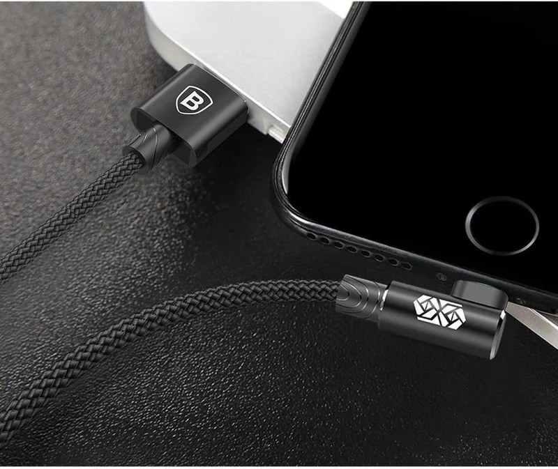 Baseus 90 Grad USB Kabel für iPhone XS Max XR X 8 7 6 6s 5 5S iPad Schnellladegerät Datenkabel Adapter Handykabel