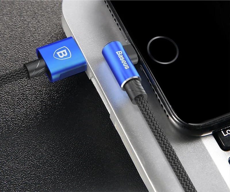 Baseus 90 Grad USB Kabel für iPhone XS Max XR X 8 7 6 6s 5 5S iPad Schnellladegerät Datenkabel Adapter Handykabel