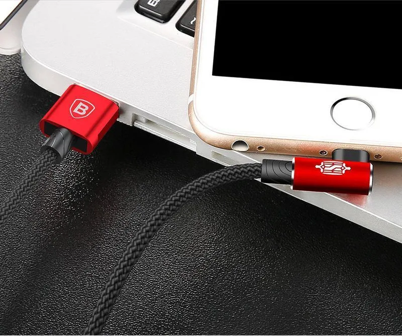 Baseus 90 Grad USB Kabel für iPhone XS Max XR X 8 7 6 6s 5 5S iPad Schnellladegerät Datenkabel Adapter Handykabel