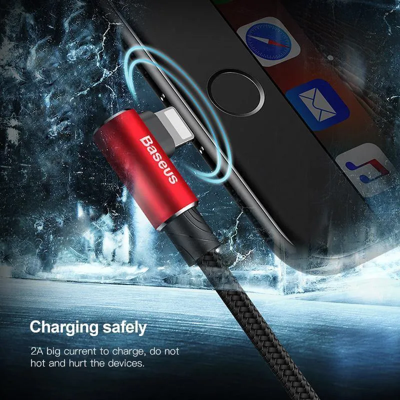 Baseus 90 Grad USB Kabel für iPhone XS Max XR X 8 7 6 6s 5 5S iPad Schnellladegerät Datenkabel Adapter Handykabel