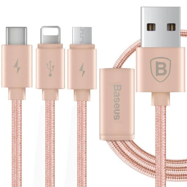 Baseus 3 in 1 Ladekabel für iPhone Micro USB Typ C Multi-Ladekabel für iPhone X 8 7 6s 6 SE 5s für Android-Telefonkabel