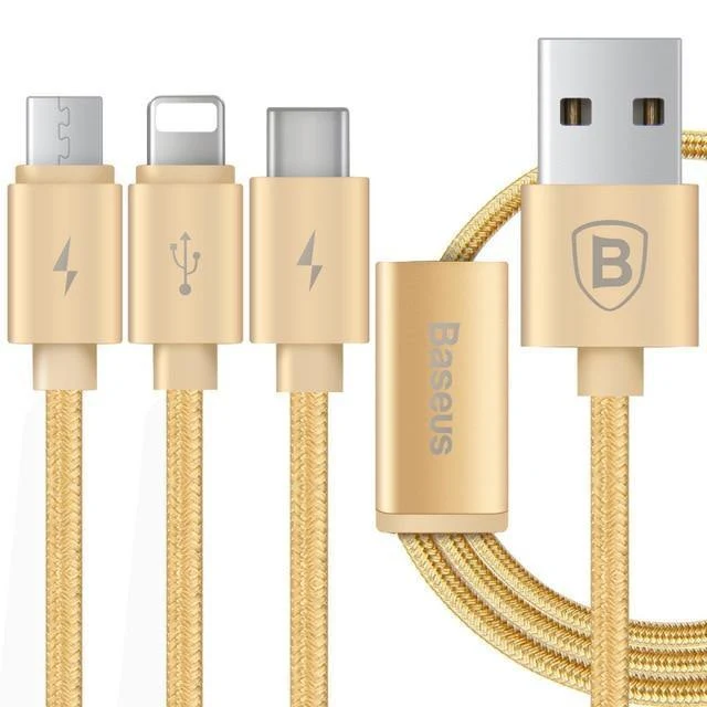 Baseus 3 in 1 Ladekabel für iPhone Micro USB Typ C Multi-Ladekabel für iPhone X 8 7 6s 6 SE 5s für Android-Telefonkabel