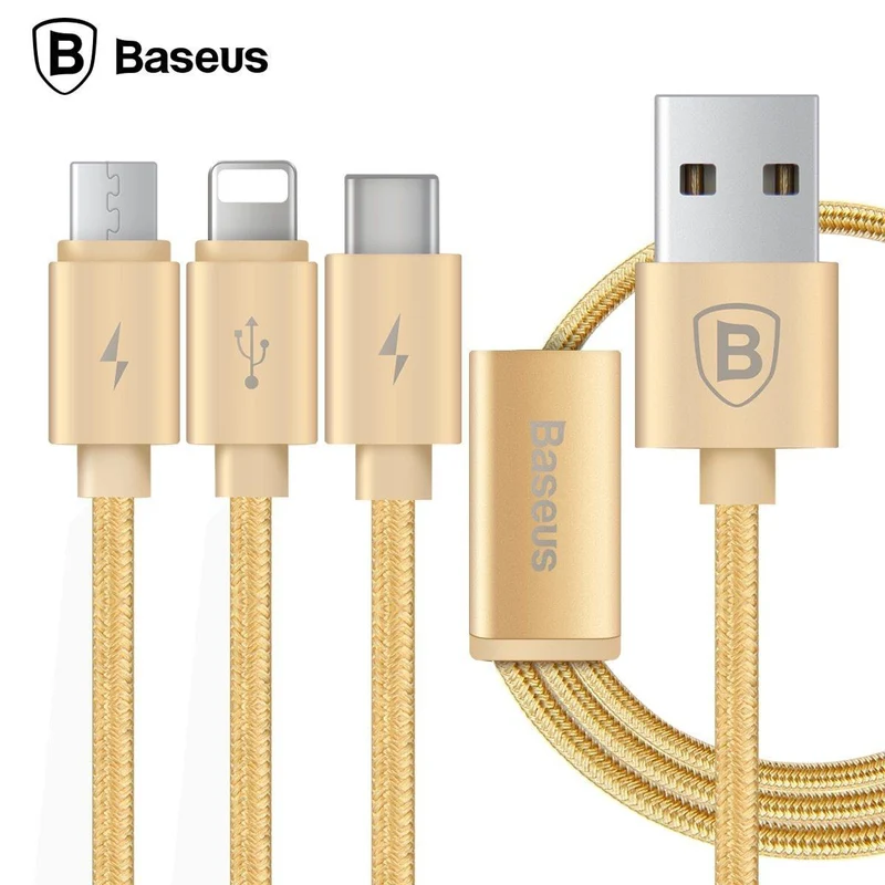 Baseus 3 in 1 Ladekabel für iPhone Micro USB Typ C Multi-Ladekabel für iPhone X 8 7 6s 6 SE 5s für Android-Telefonkabel