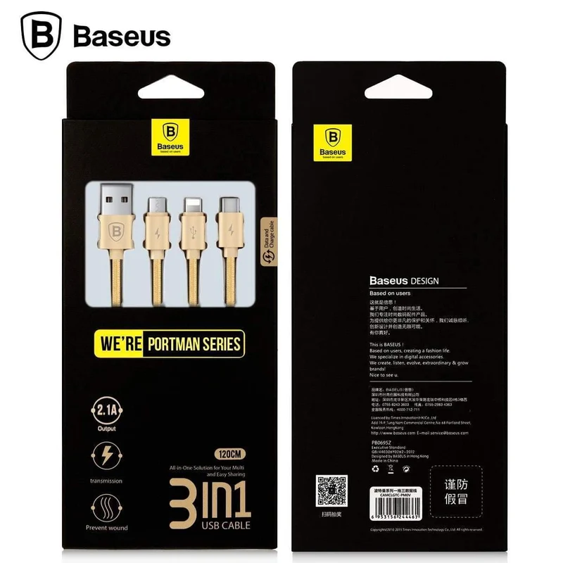 Baseus 3 in 1 Ladekabel für iPhone Micro USB Typ C Multi-Ladekabel für iPhone X 8 7 6s 6 SE 5s für Android-Telefonkabel