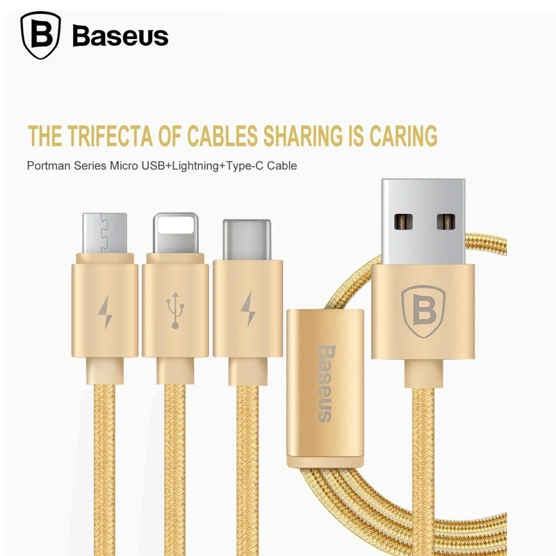 Baseus 3 in 1 Ladekabel für iPhone Micro USB Typ C Multi-Ladekabel für iPhone X 8 7 6s 6 SE 5s für Android-Telefonkabel