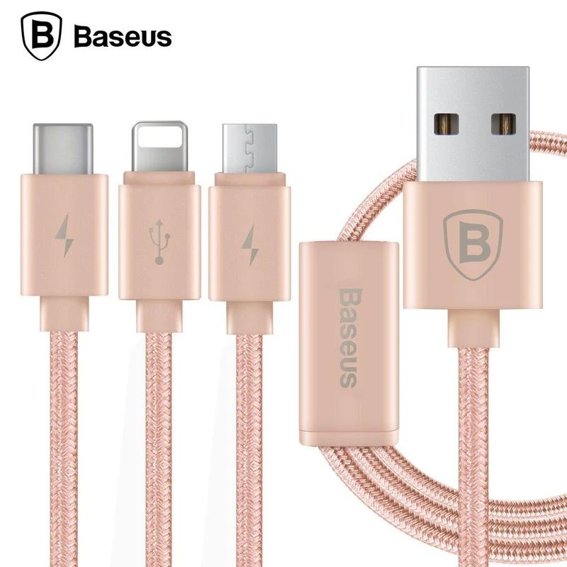 Baseus 3 in 1 Ladekabel für iPhone Micro USB Typ C Multi-Ladekabel für iPhone X 8 7 6s 6 SE 5s für Android-Telefonkabel