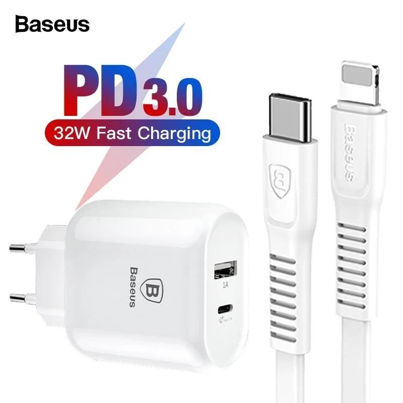 Baseus 32W USB C PD Ladegerät für iPhone Xs X Schnellladung Typ C PD 3.0 Handy-Ladegerät Schnellladung Typ-C PD USB Ladegerät
