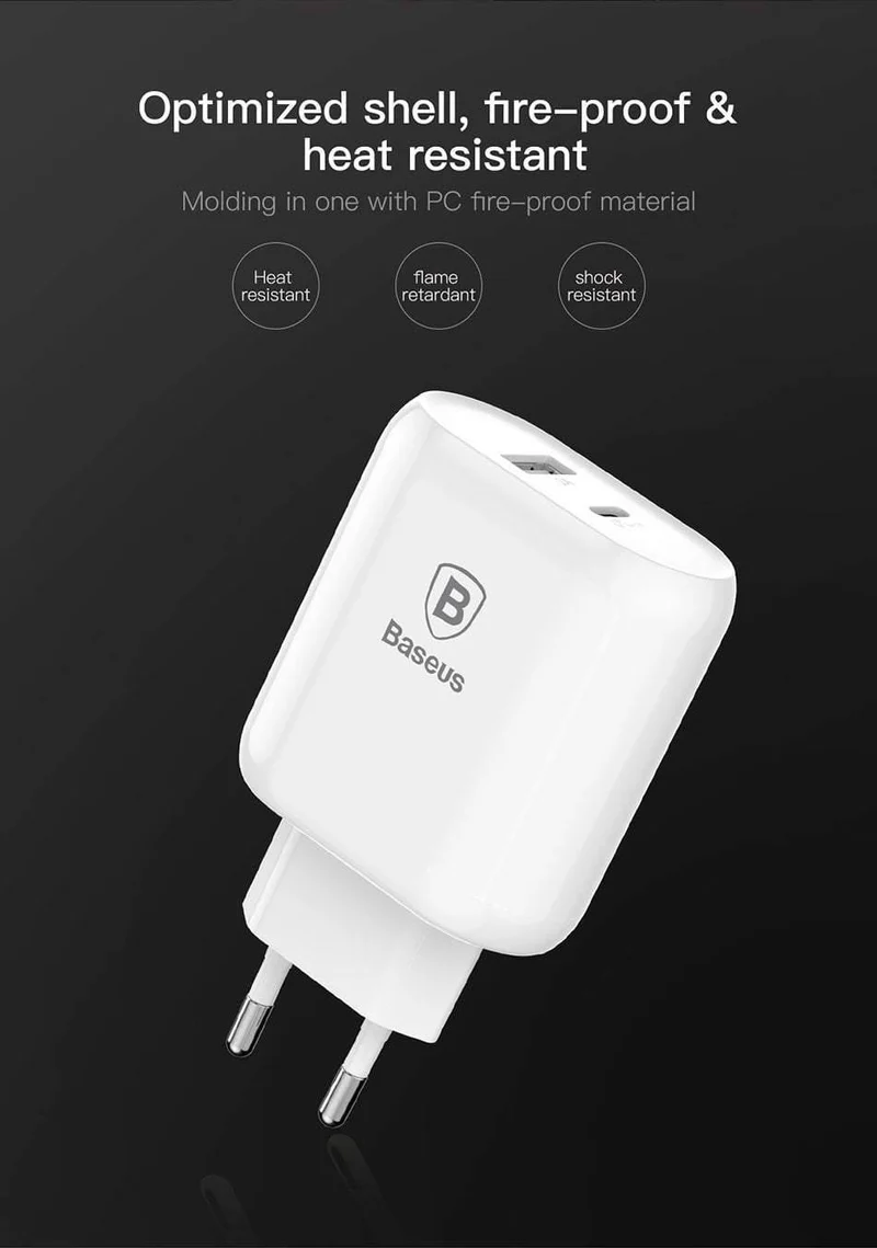 Baseus 32W USB C PD Ladegerät für iPhone Xs X Schnellladung Typ C PD 3.0 Handy-Ladegerät Schnellladung Typ-C PD USB Ladegerät