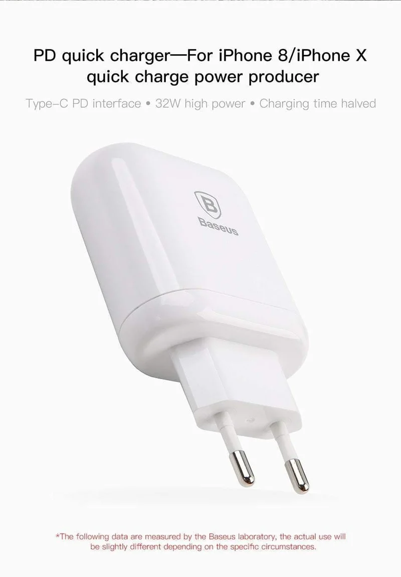 Baseus 32W USB C PD Ladegerät für iPhone Xs X Schnellladung Typ C PD 3.0 Handy-Ladegerät Schnellladung Typ-C PD USB Ladegerät
