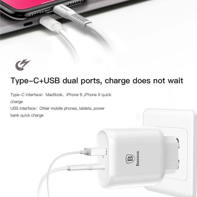 Baseus 32W USB C PD Ladegerät für iPhone Xs X Schnellladung Typ C PD 3.0 Handy-Ladegerät Schnellladung Typ-C PD USB Ladegerät