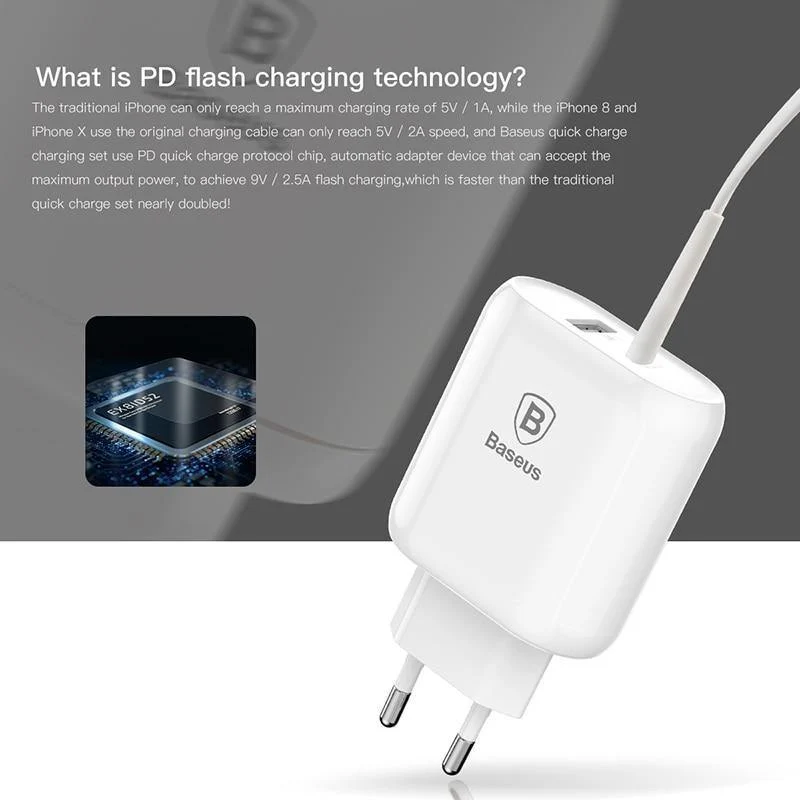 Baseus 32W USB C PD Ladegerät für iPhone Xs X Schnellladung Typ C PD 3.0 Handy-Ladegerät Schnellladung Typ-C PD USB Ladegerät