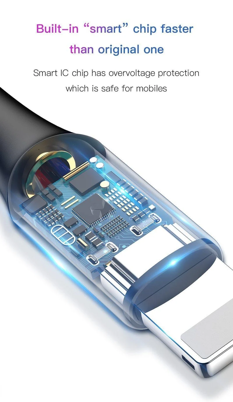 Baseus Lighting USB-Kabel für iPhone X XS Max XR 8 7 6 6s Plus SE iPad Schnellladekabel Daten 2.4A Handykabel