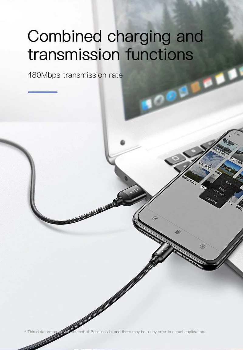 Baseus 3 in 1 3.5 A USB-Kabel für iPhone Xs Max Xr X 8 7 Schnellladegerät USB Typ C Typ-C Micro-USB-Kabel für Mobiltelefone