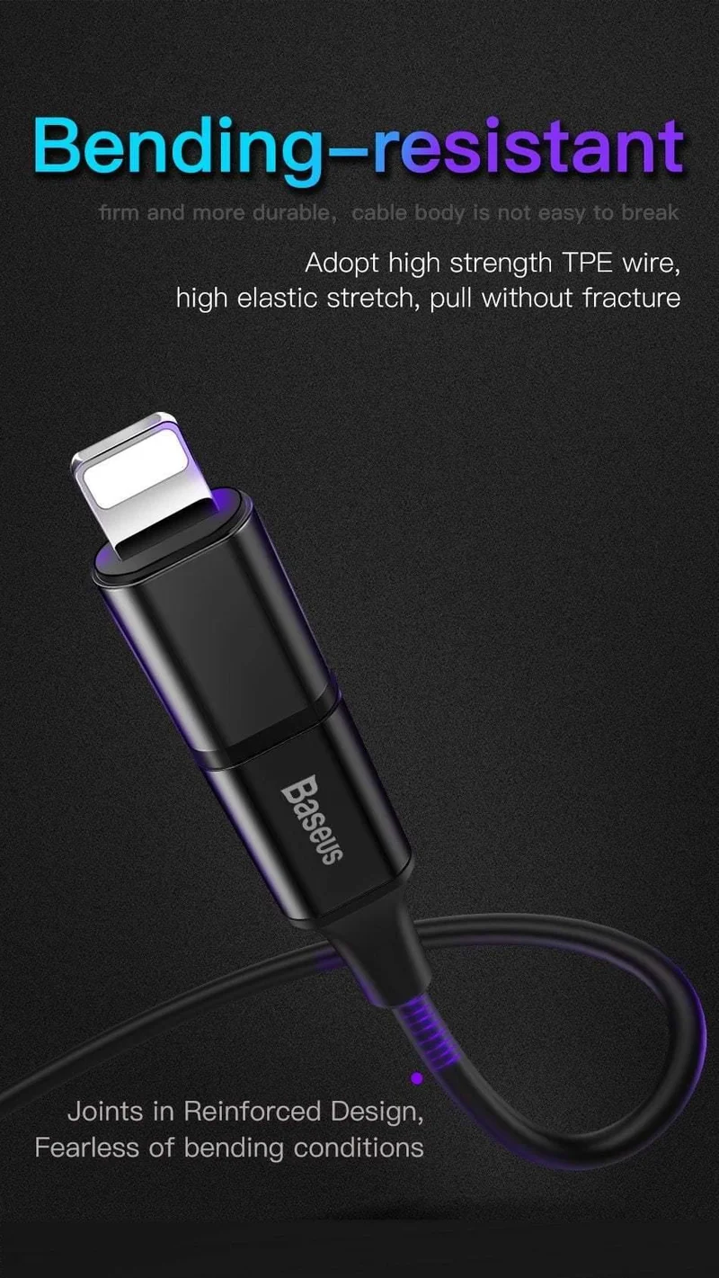Baseus 3 in 1 USB-Kabel für iPhone Micro USB Typ C Ladekabel für iPhone Xs Max X 8 7 Samsung Oneplus Android-Telefonkabel