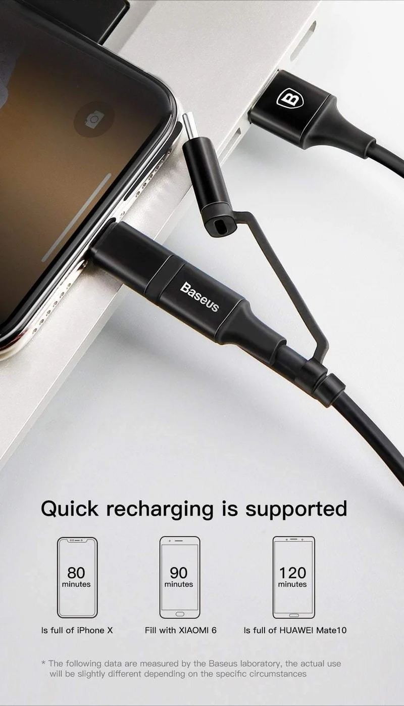 Baseus 3 in 1 USB-Kabel für iPhone Micro USB Typ C Ladekabel für iPhone Xs Max X 8 7 Samsung Oneplus Android-Telefonkabel