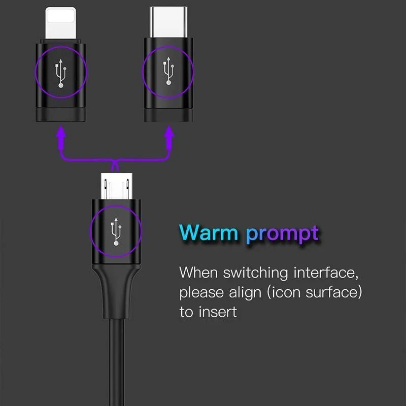 Baseus 3 in 1 USB-Kabel für iPhone Micro USB Typ C Ladekabel für iPhone Xs Max X 8 7 Samsung Oneplus Android-Telefonkabel