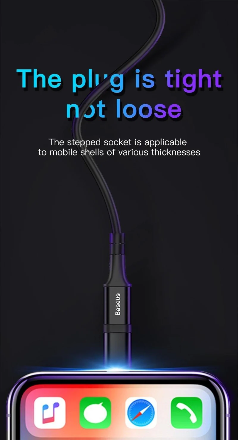 Baseus 3 in 1 USB-Kabel für iPhone Micro USB Typ C Ladekabel für iPhone Xs Max X 8 7 Samsung Oneplus Android-Telefonkabel